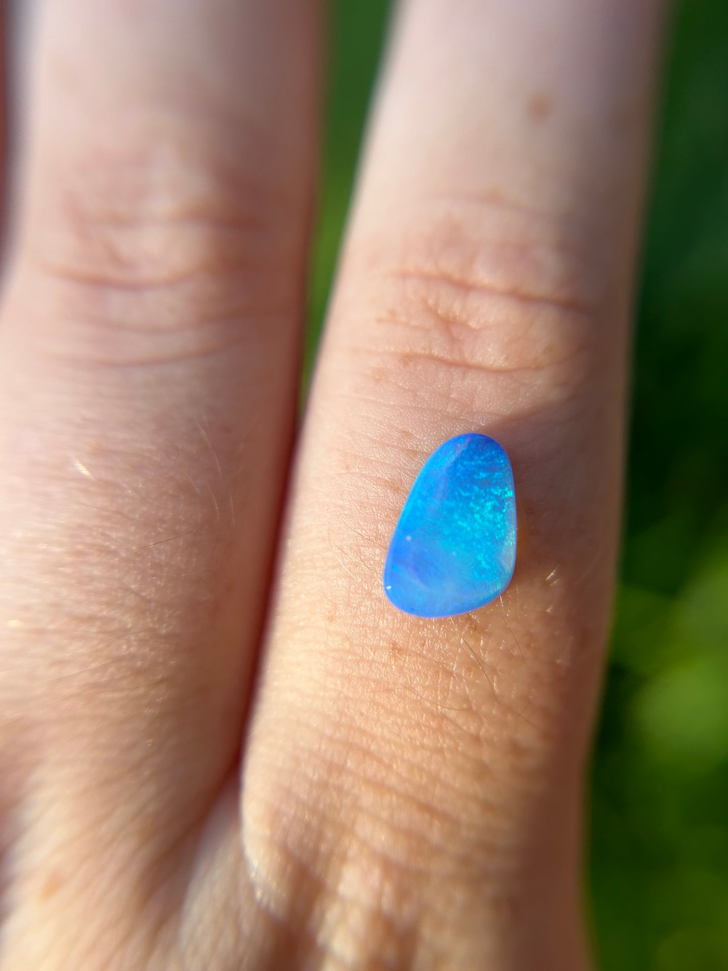 Petite electric blue Boulder opal ring Classic Setting