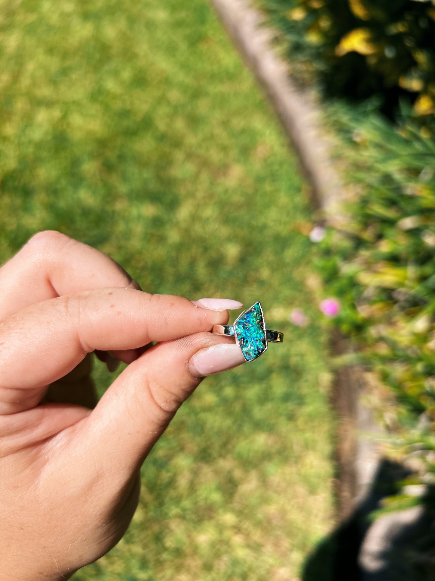 Starry night Boulder opal ring {Size 7}