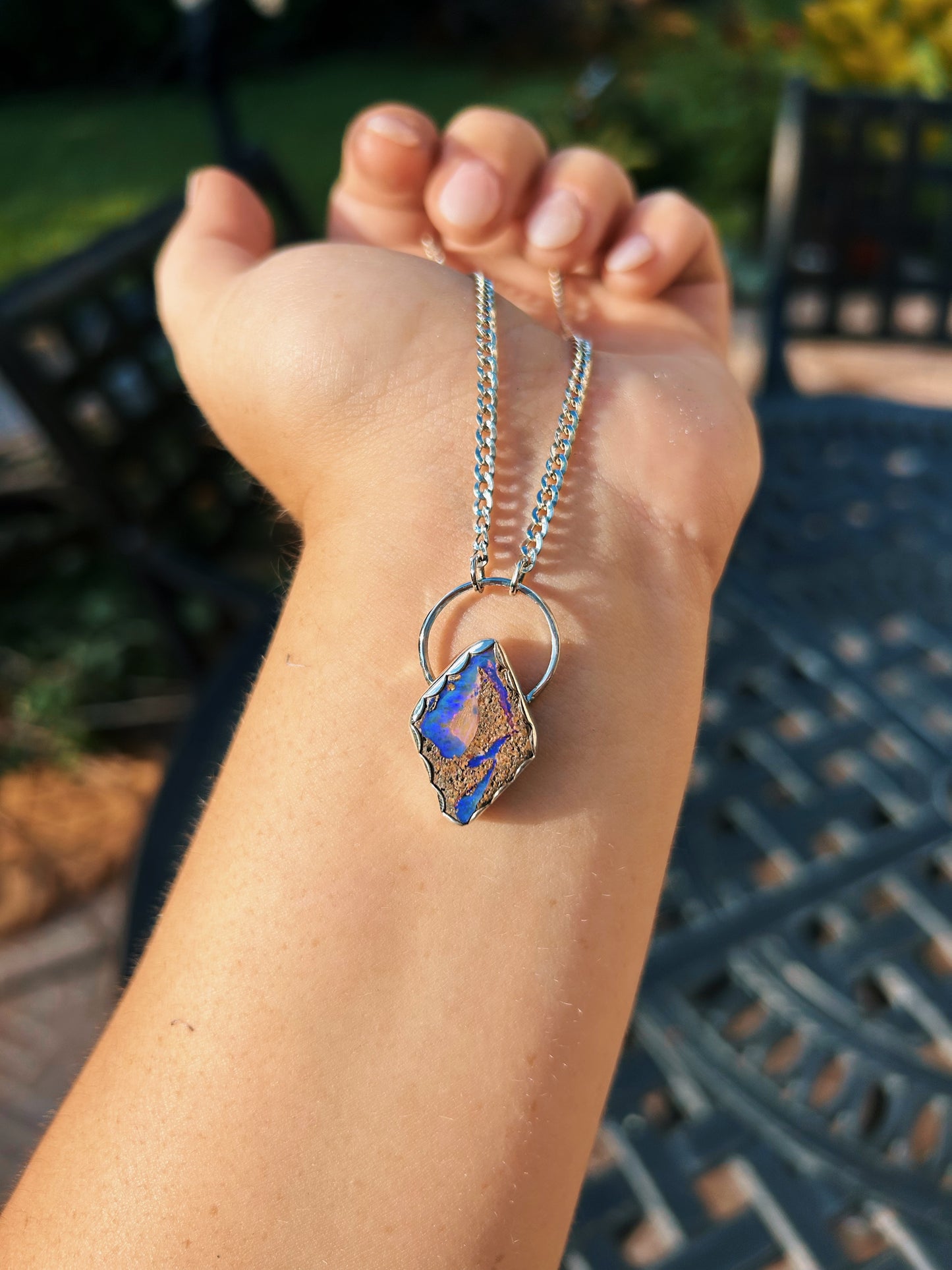 Purple Reef Wood opal Necklace {16in}