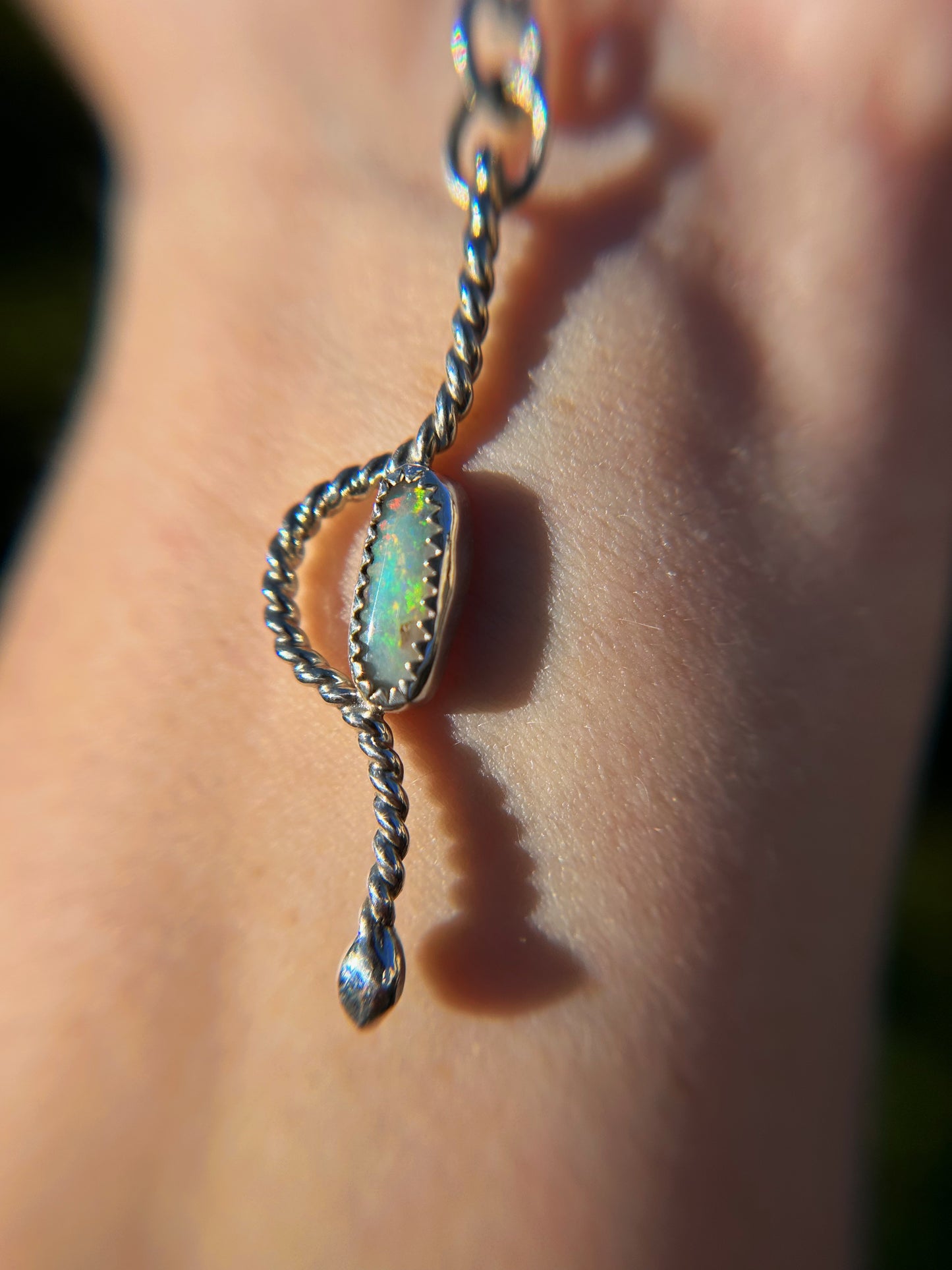 Boulder opal Snake pendant