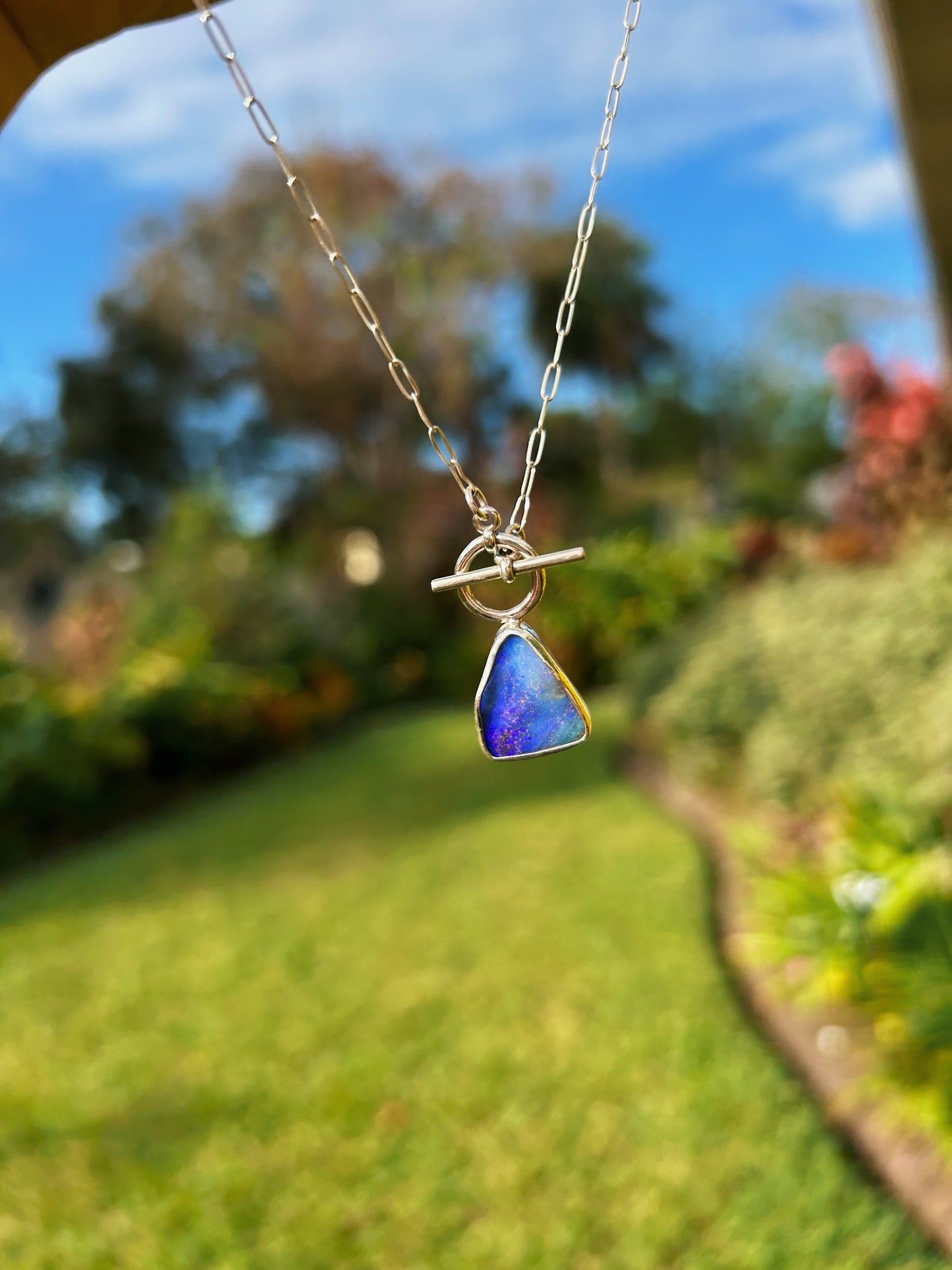 Blue Galaxy Toggle Necklace 18in