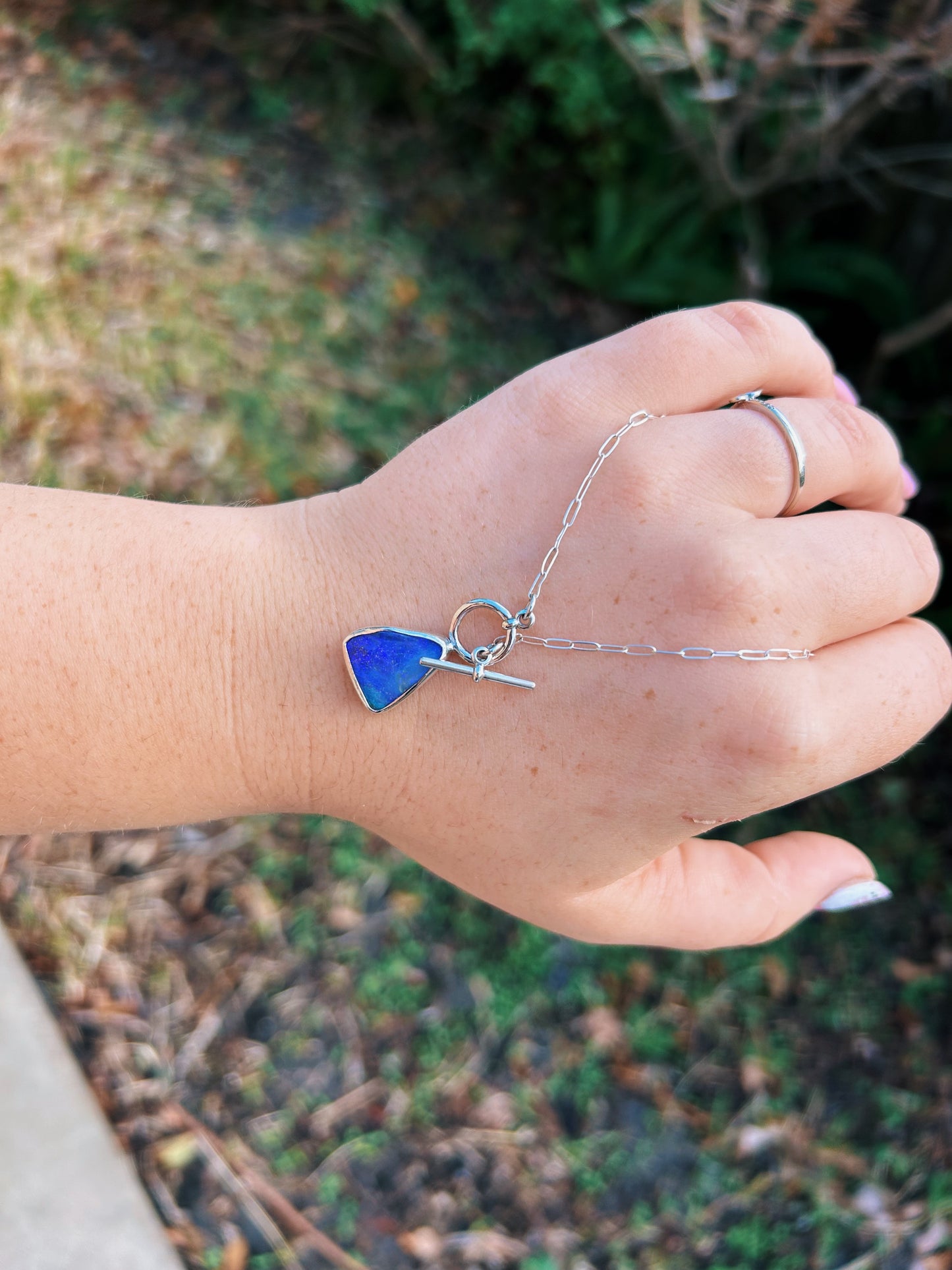 Blue Galaxy Toggle Necklace 18in