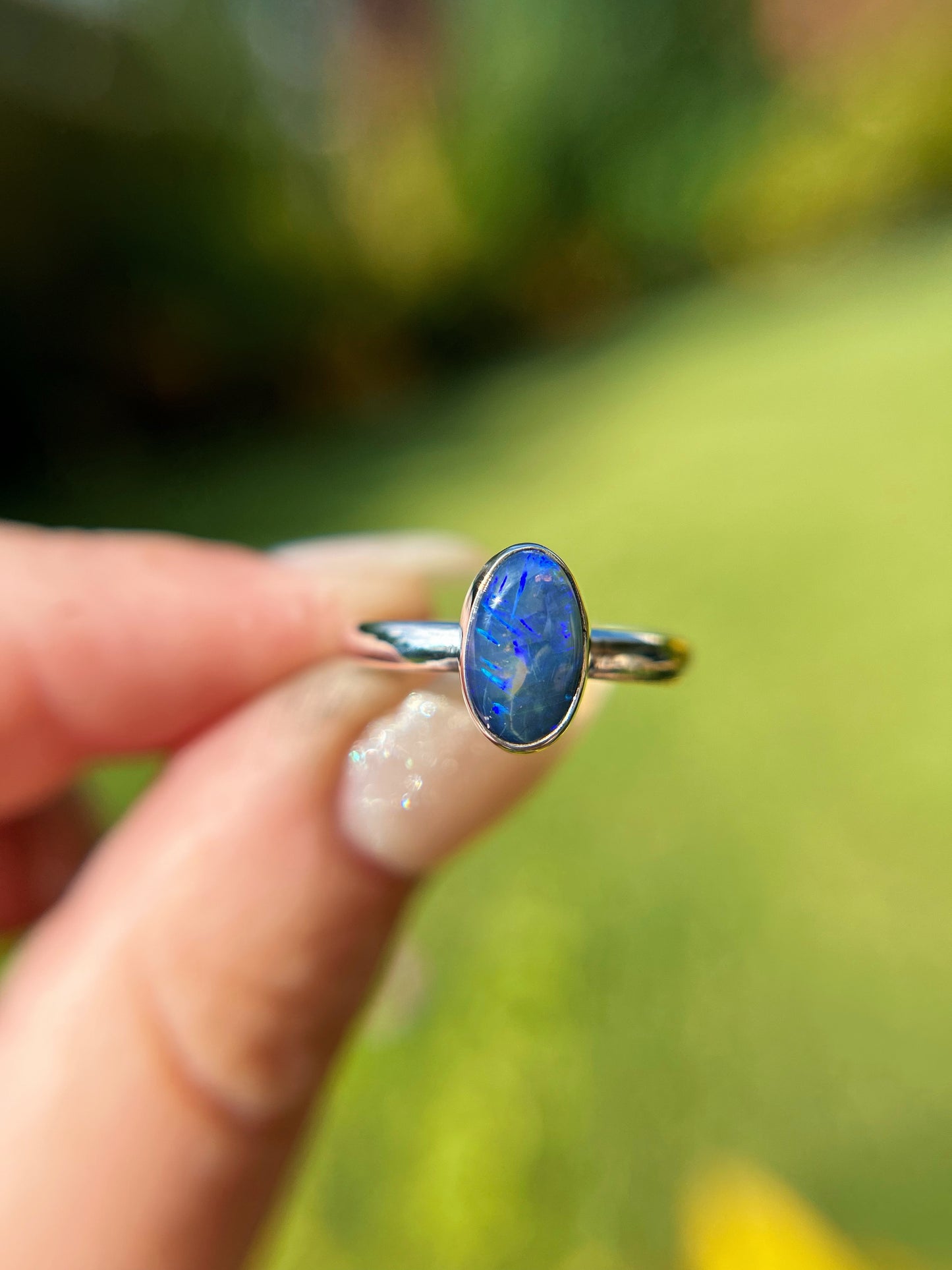 Moody Dainty purple pipe opal ring {Size 6}