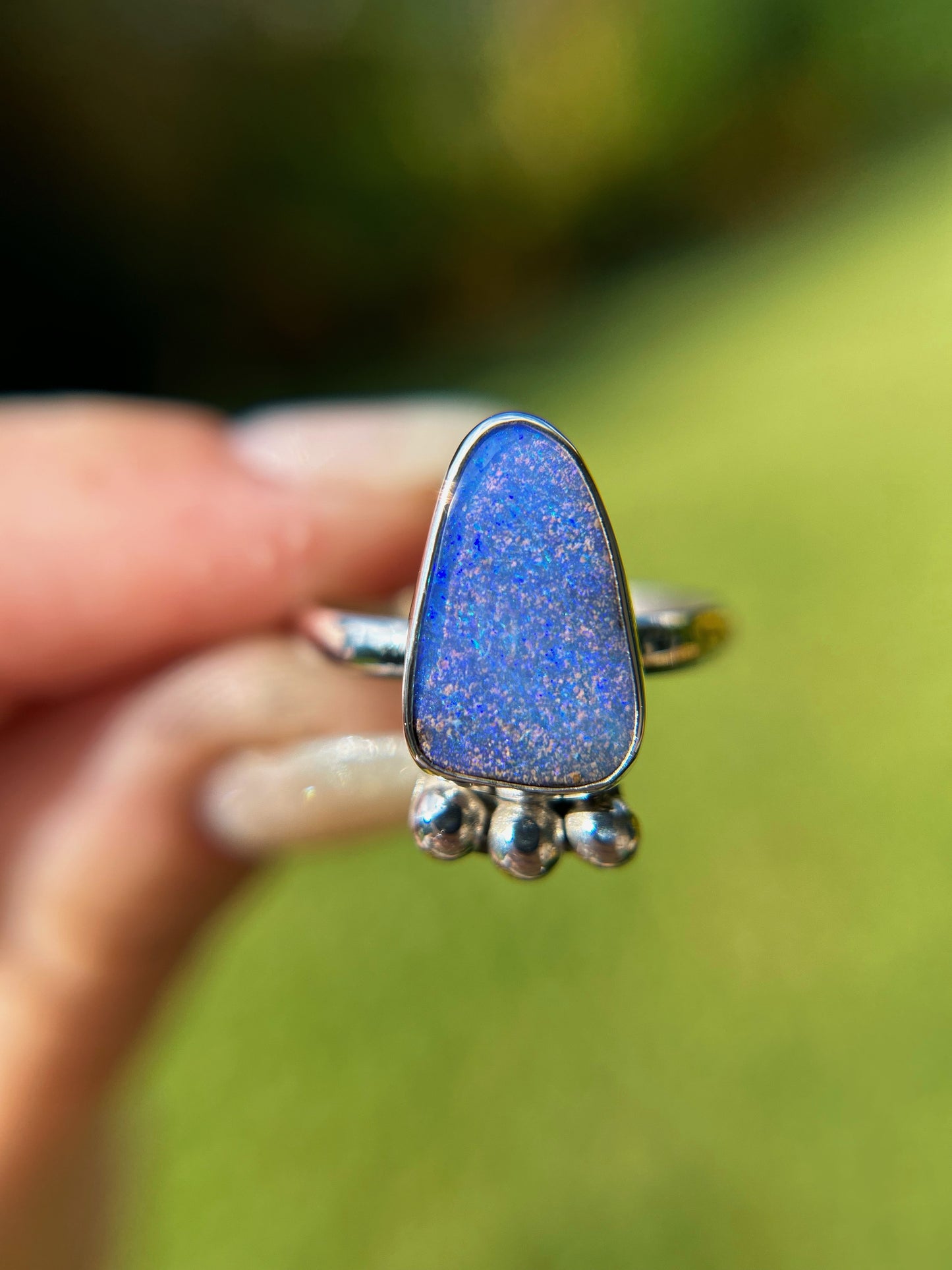 Purple Sparkler boulder opal ring {Size 8}