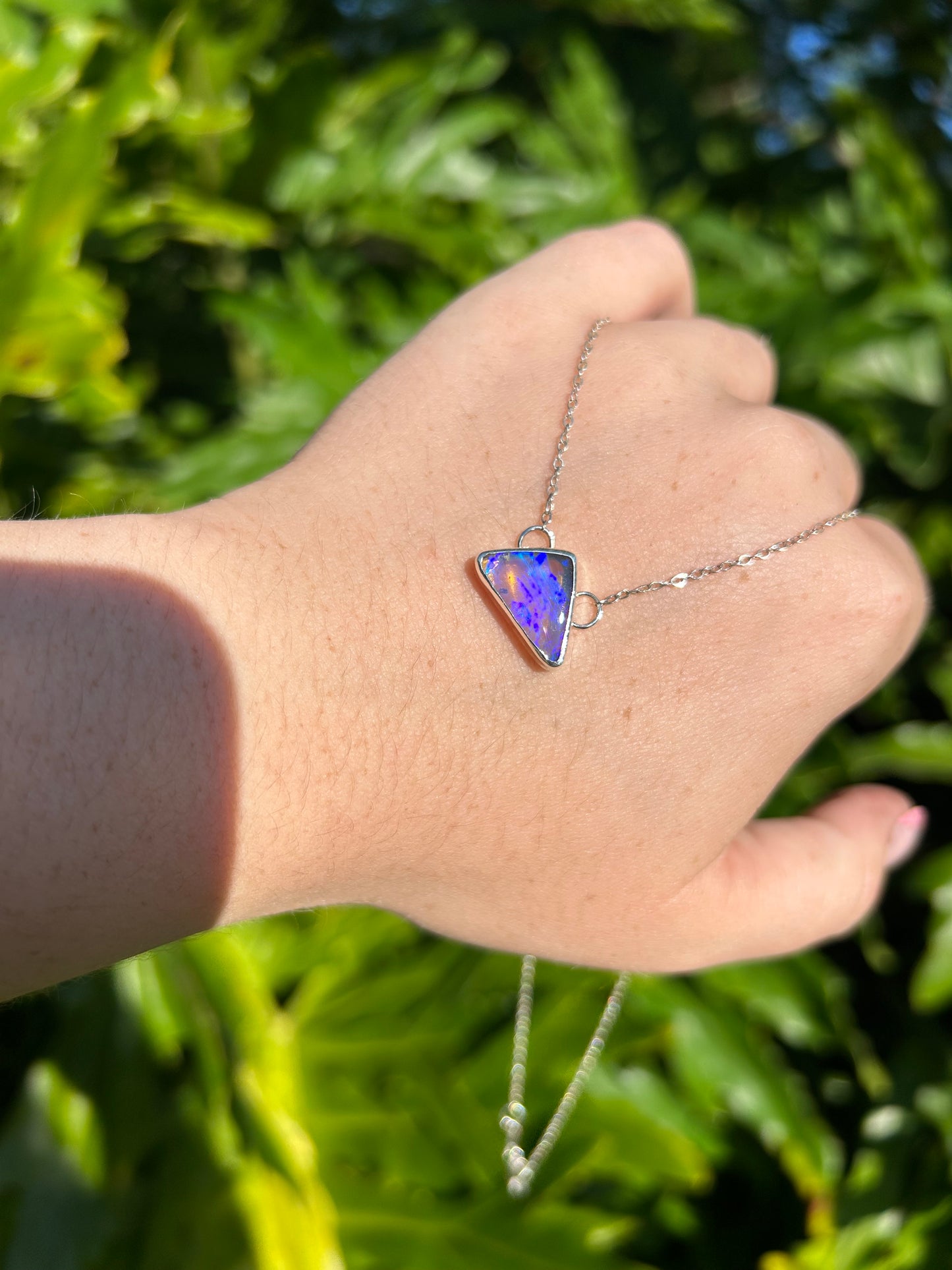 Beautiful Custom Purple pipe Opal pendant Necklace, 16in