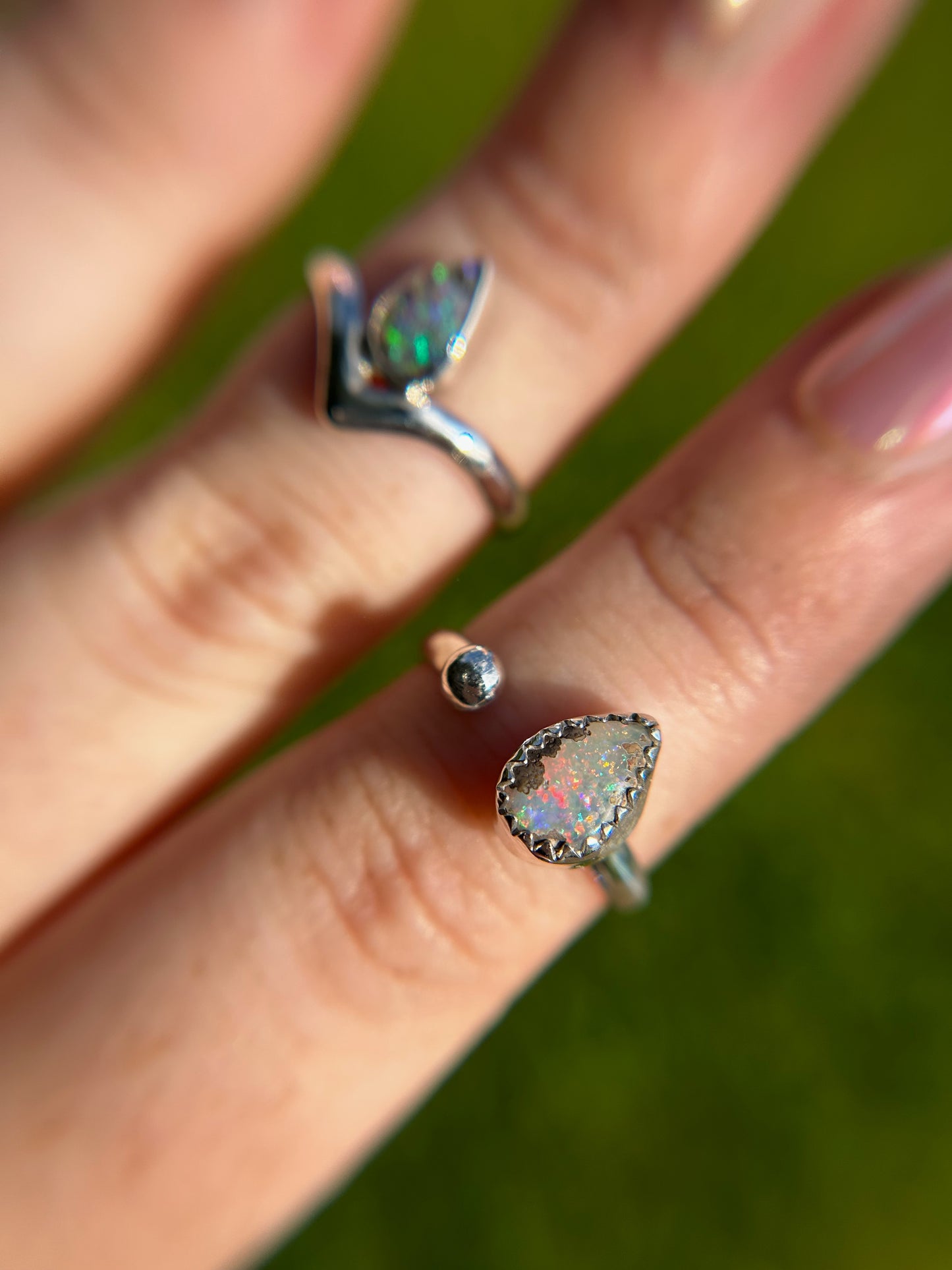 Adjustable Open front Boulder Opal ring
