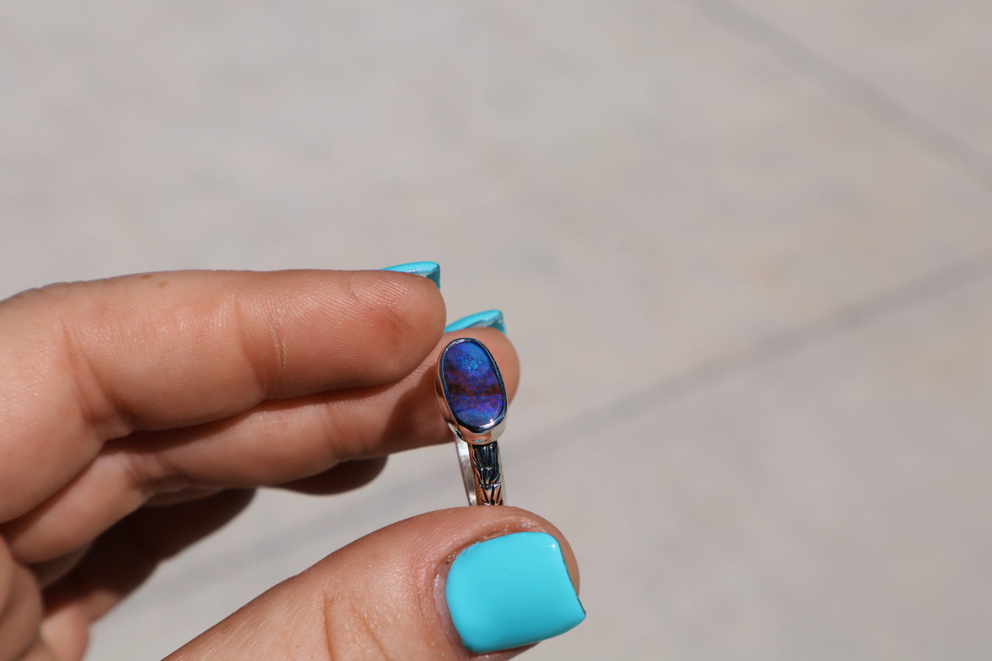 Purple Opal “fishtail” ring no.3 Size 8