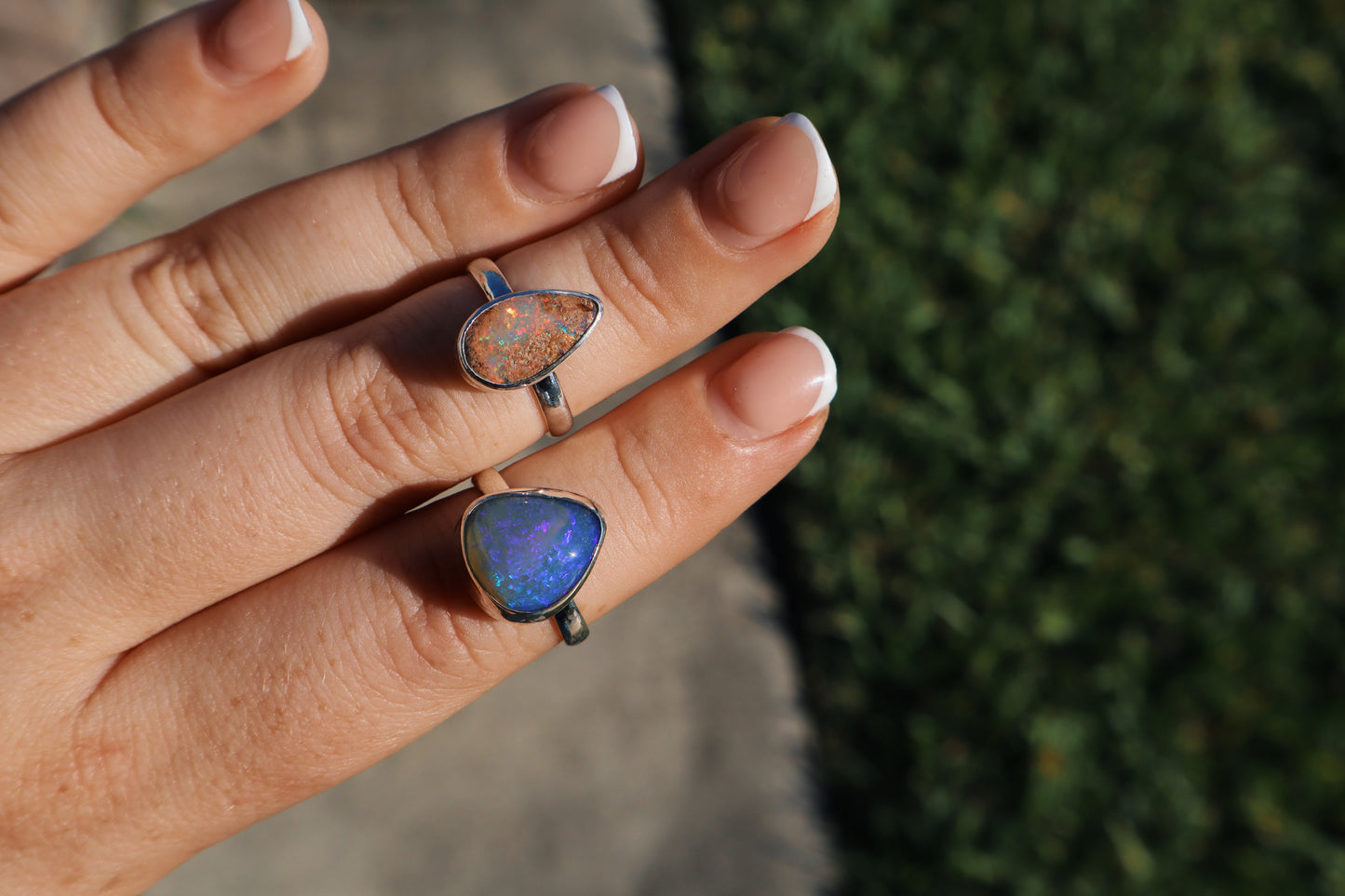 Custom Red/ orange wood opal ring
