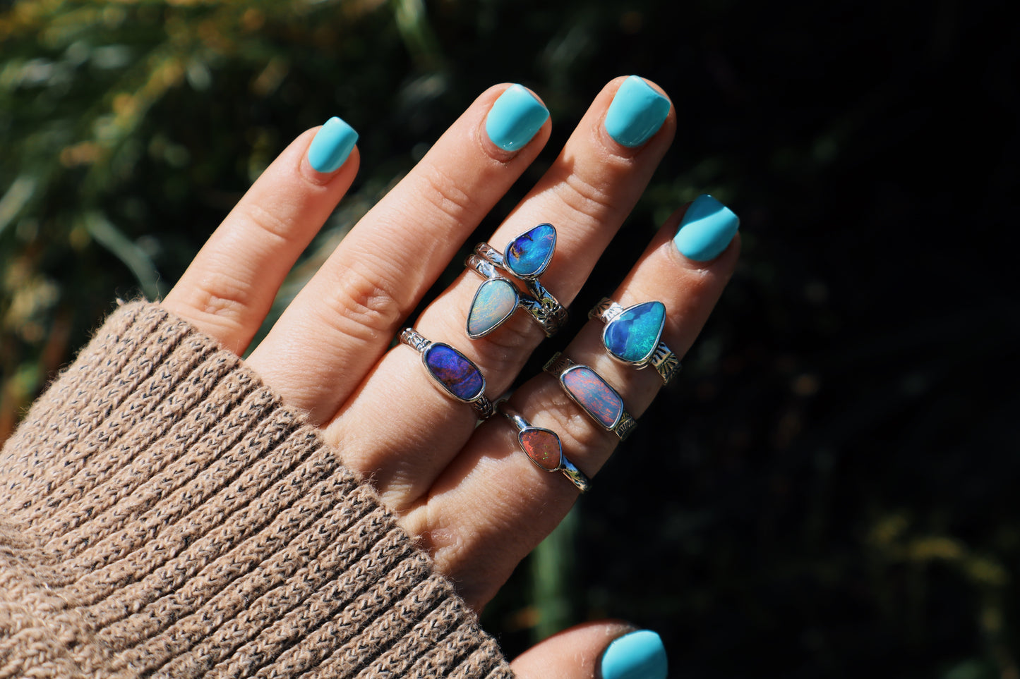 Firery red opal stacking ring Size 9