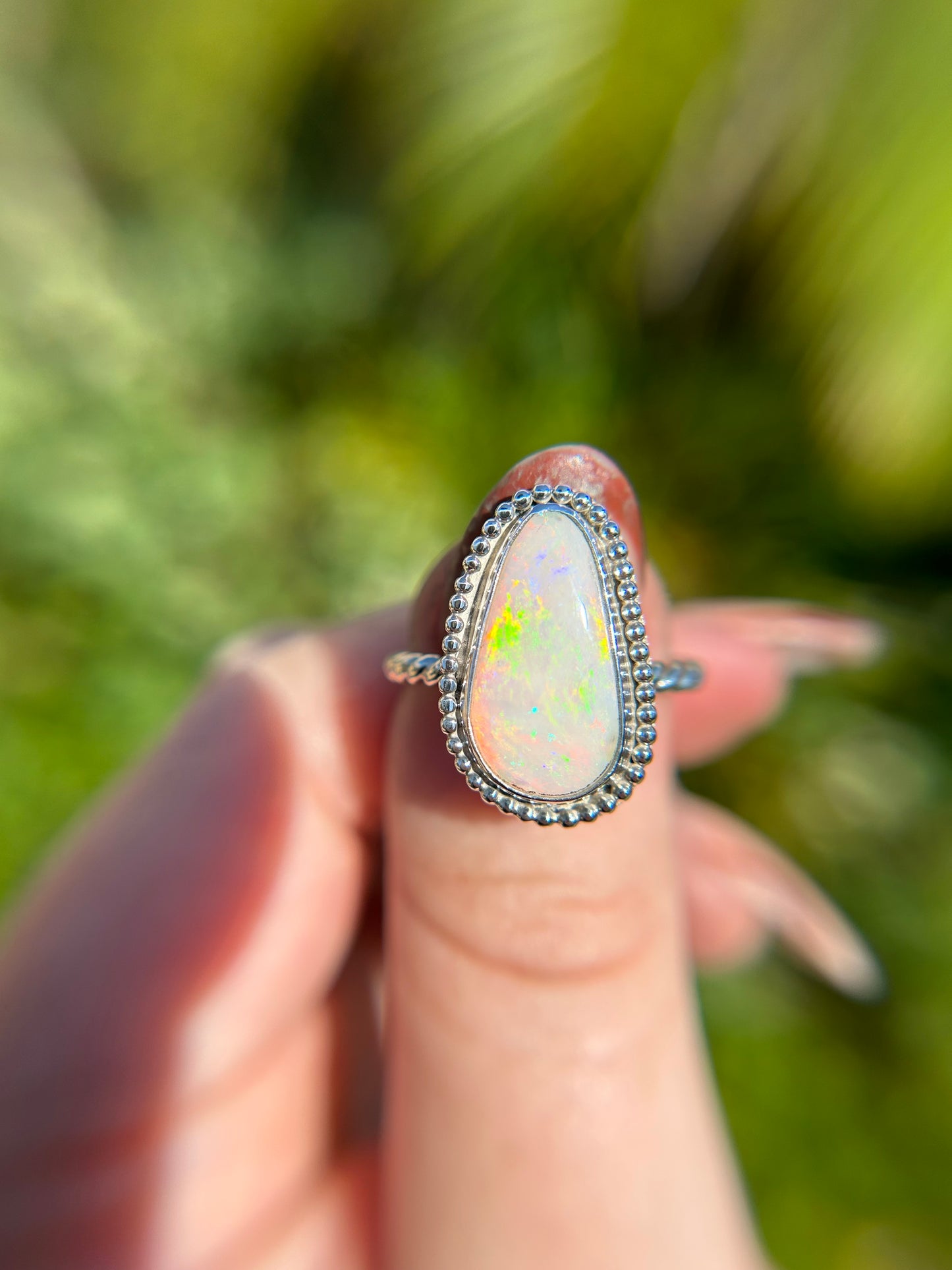 Neon Green and Red flashing Crystal Opal