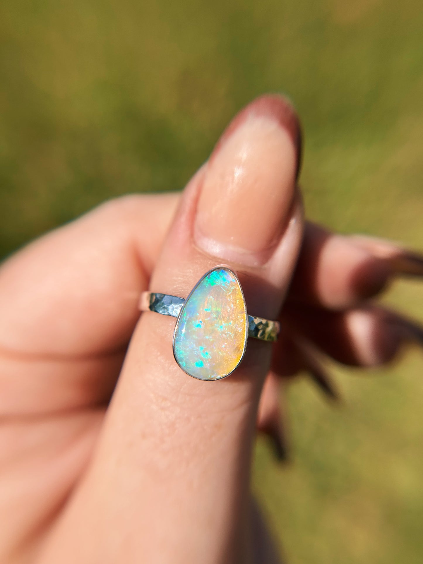Purple teal Teardrop crystal opal