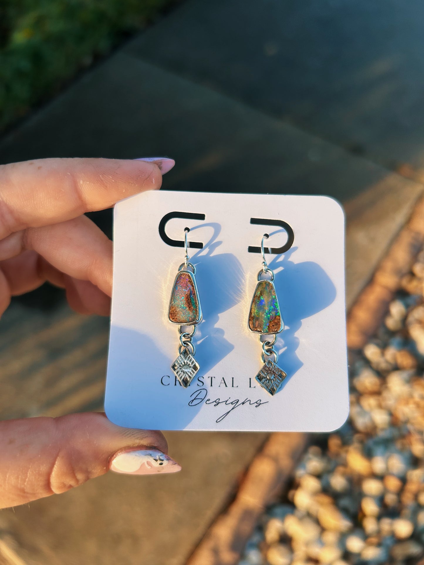 Coffin shaped Wood Opal Pair