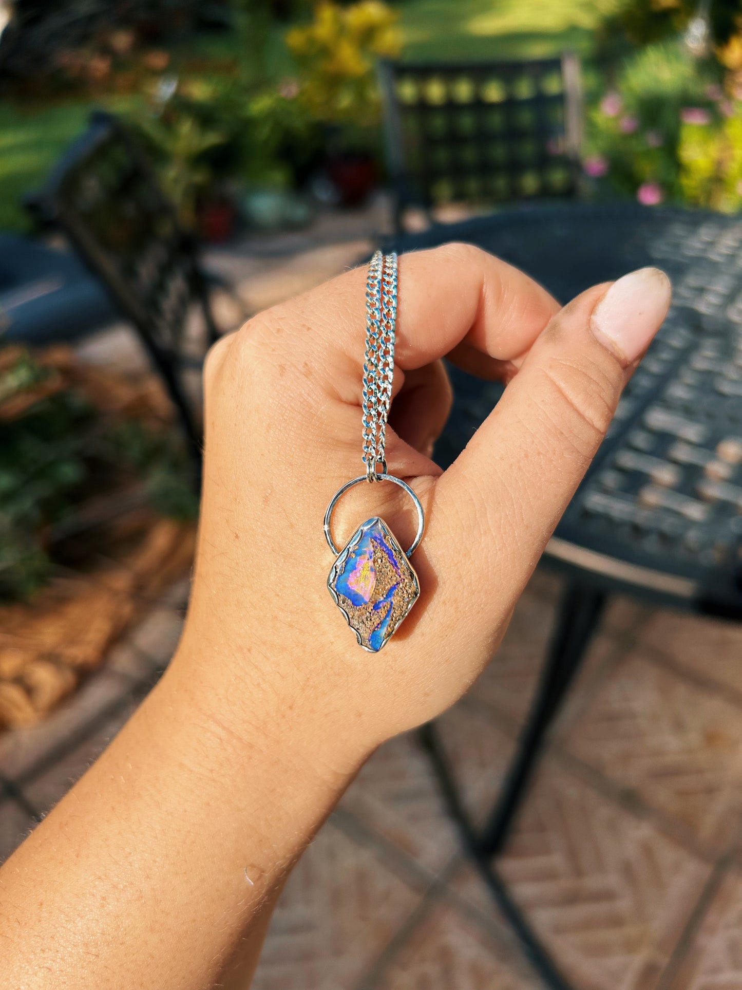 Purple Reef Wood opal Necklace {16in}