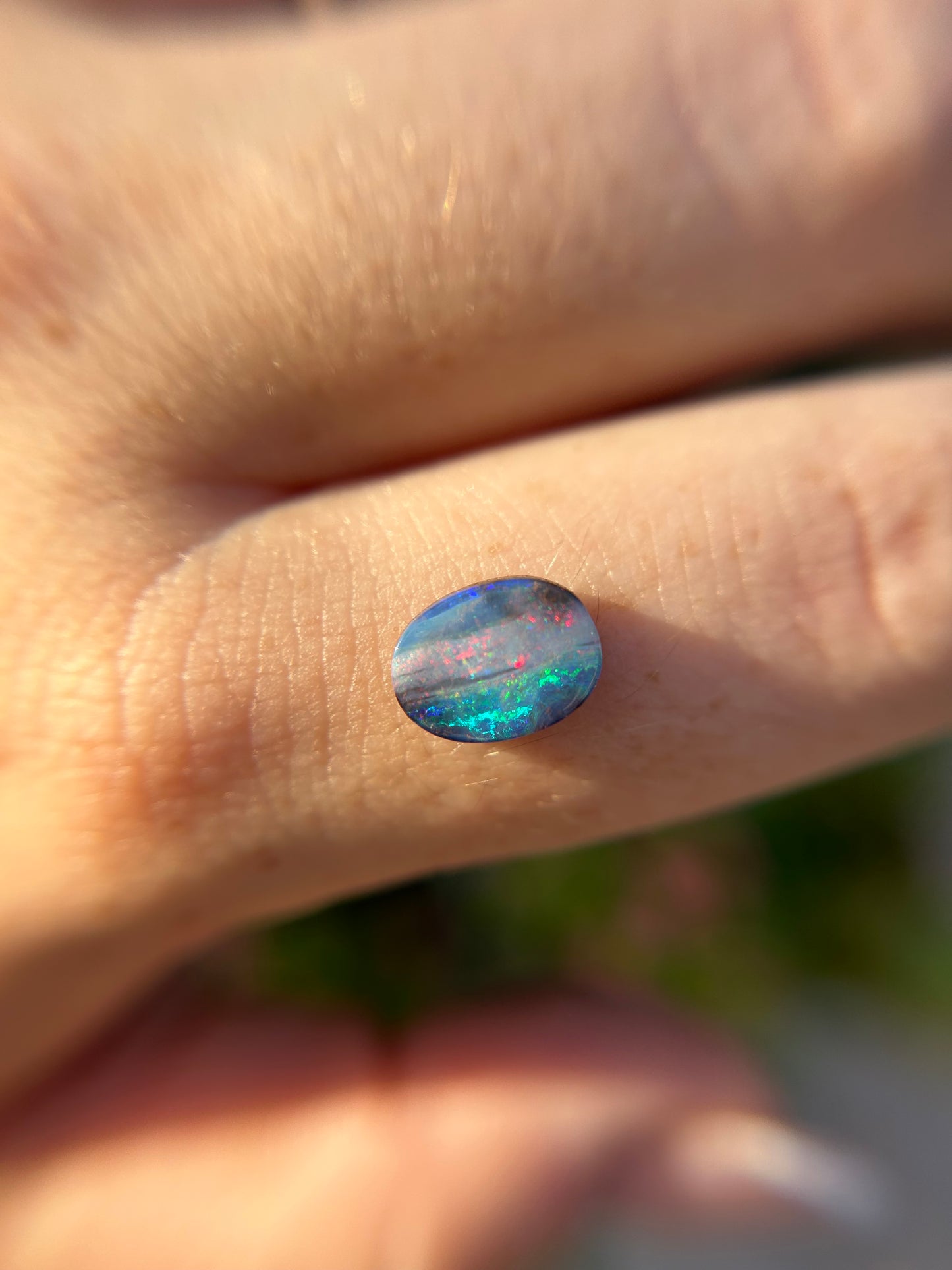 Petite rainbow striped boulder opal