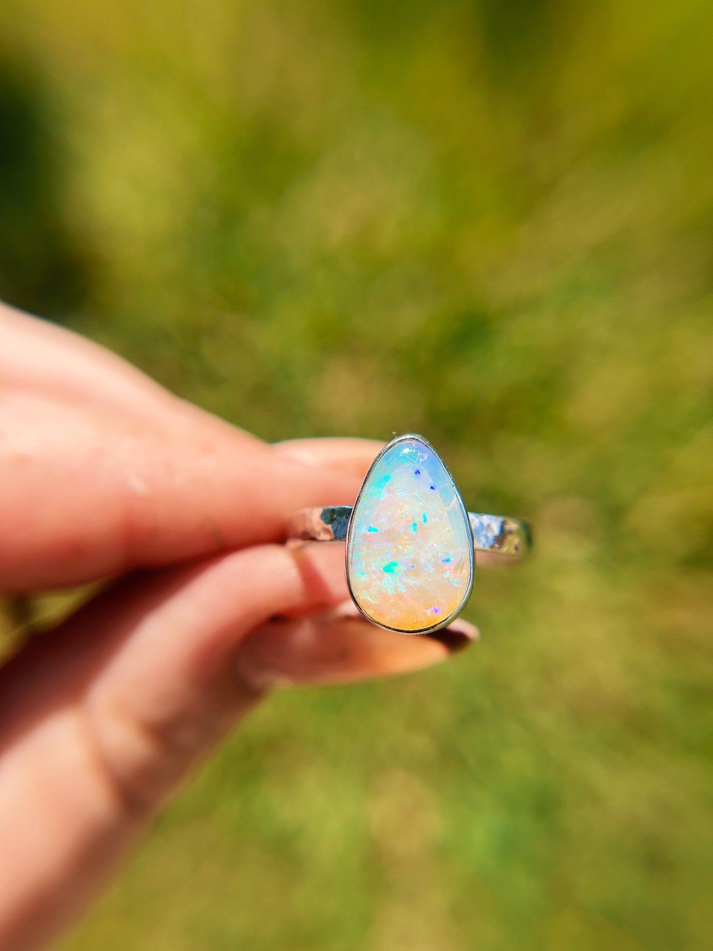 Purple teal Teardrop crystal opal