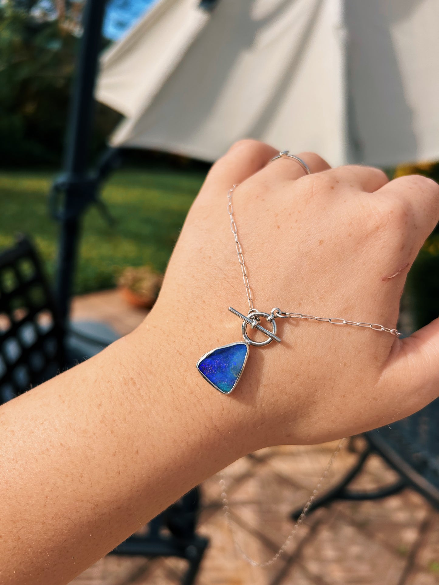 Blue Galaxy Toggle Necklace 18in