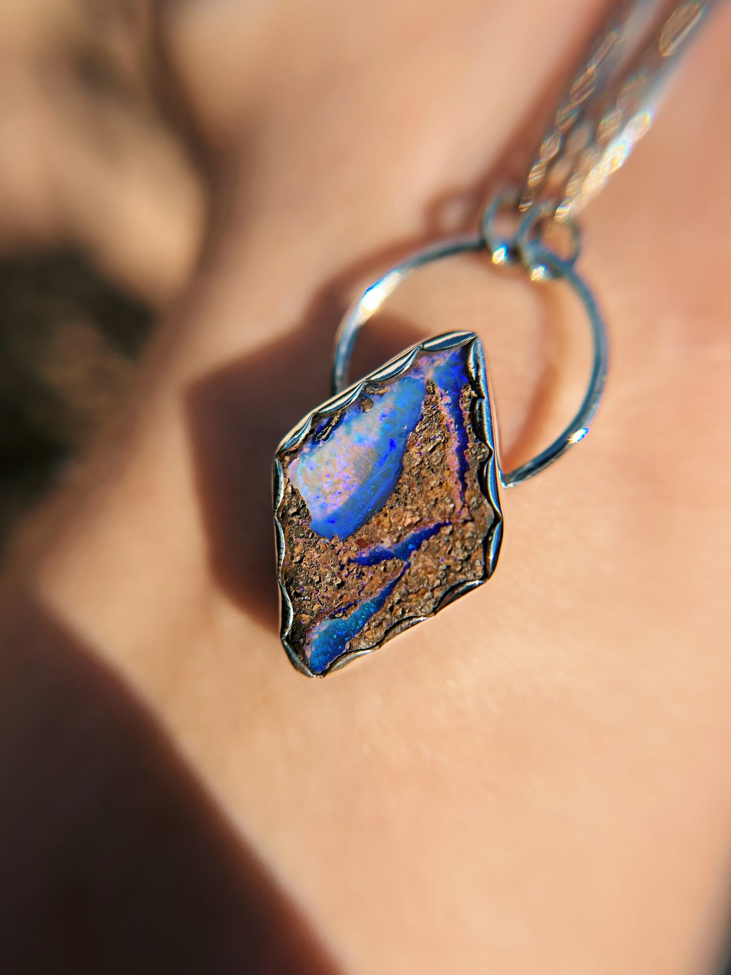 Purple Reef Wood opal Necklace {16in}