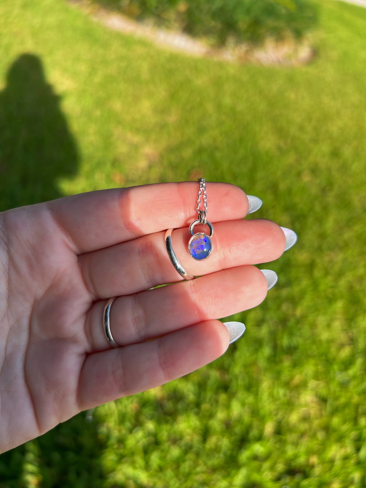 Dainty purple pipe opal pendant