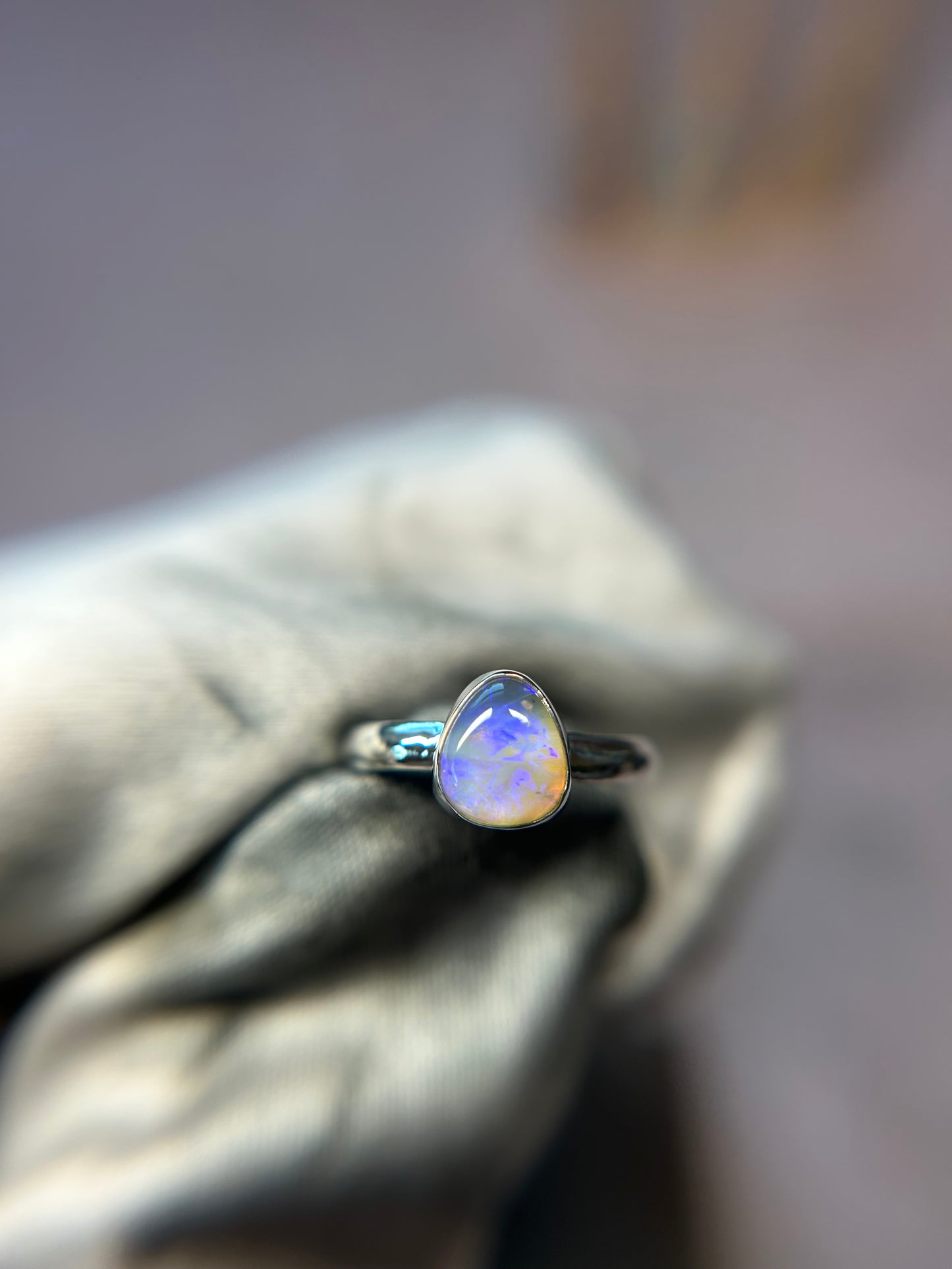 Petite Purple caramel Opal ring