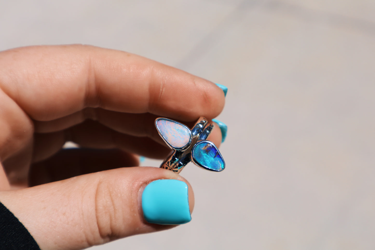 Double opal “Fishtail” no. 2.0 Ring size 7
