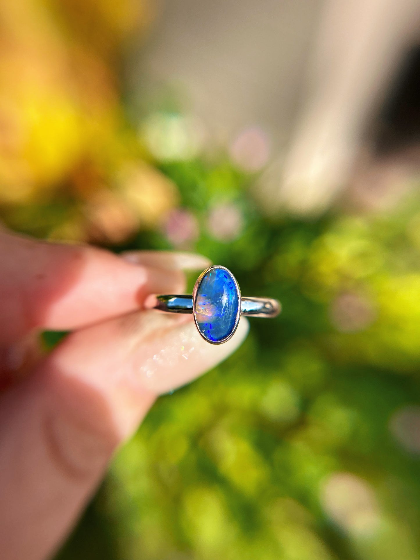 Moody Dainty purple pipe opal ring {Size 6}