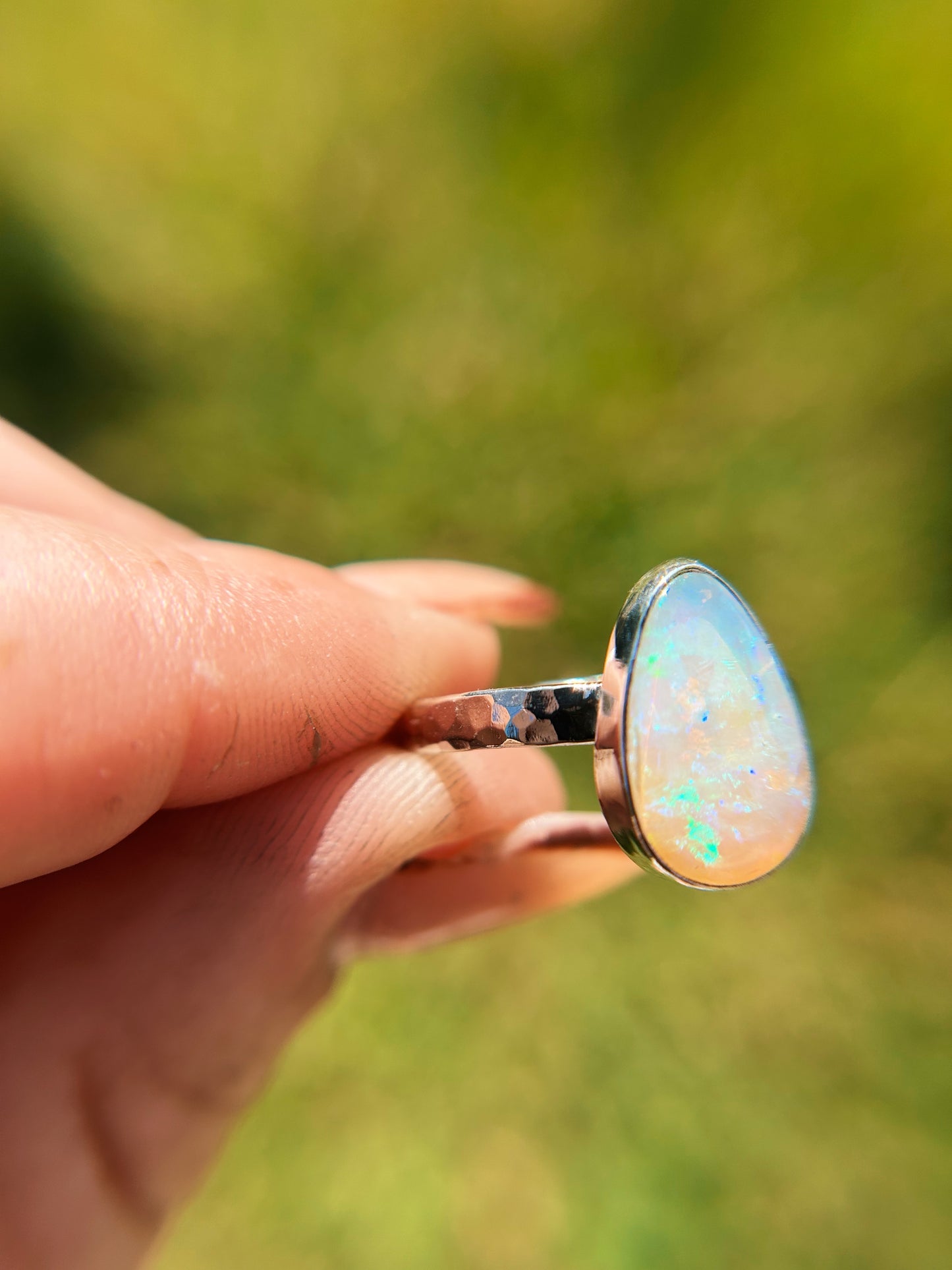 Purple teal Teardrop crystal opal