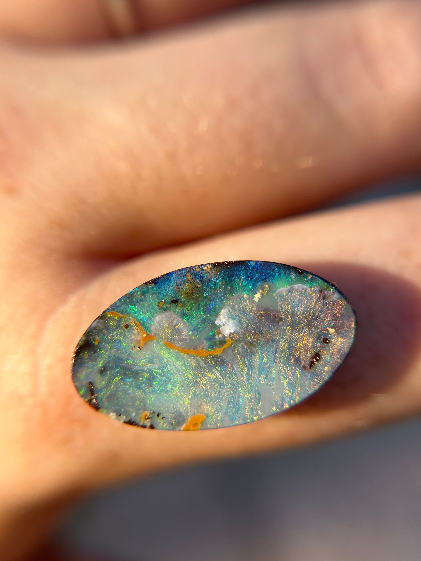 Pink and teal Large oval opal