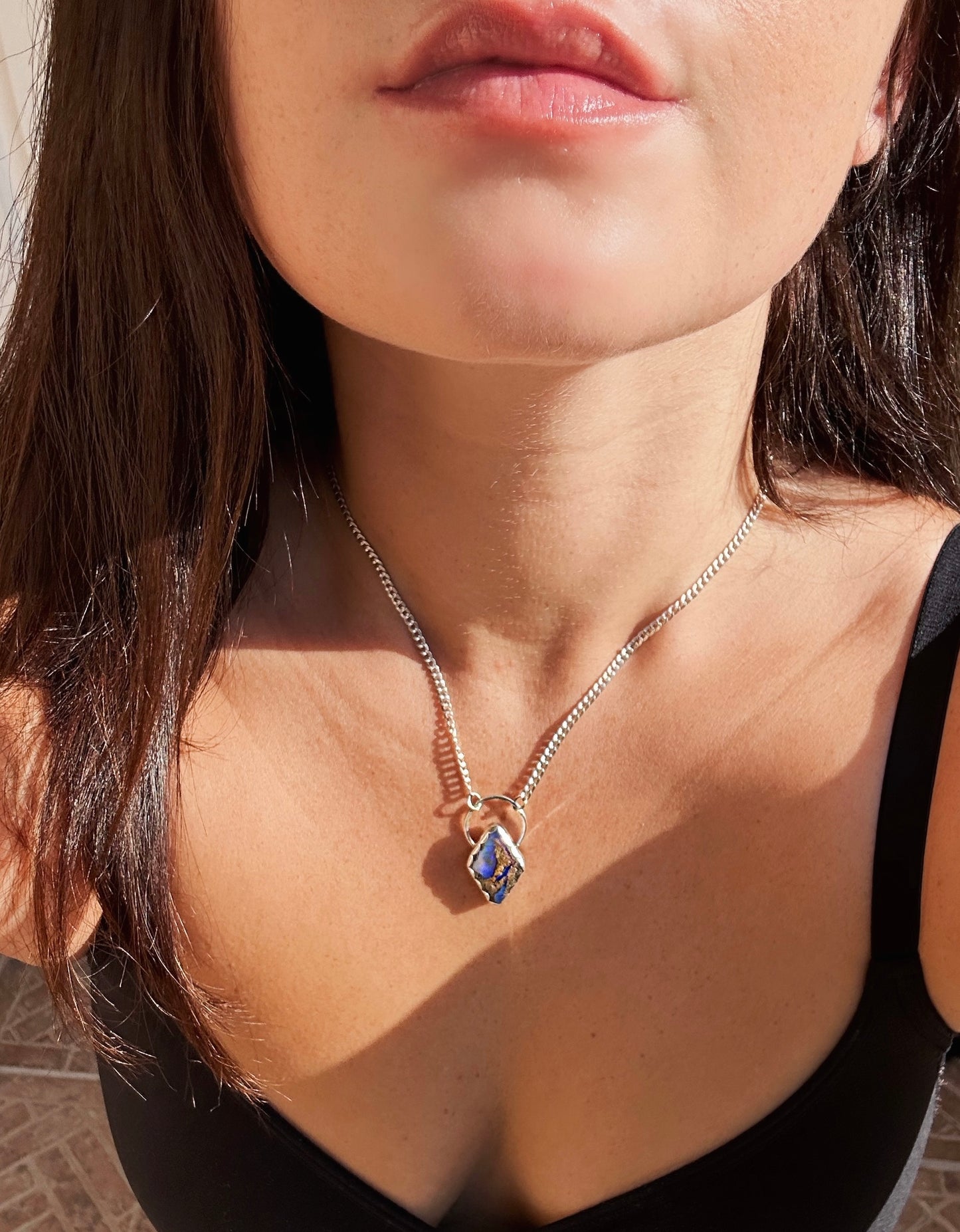 Purple Reef Wood opal Necklace {16in}