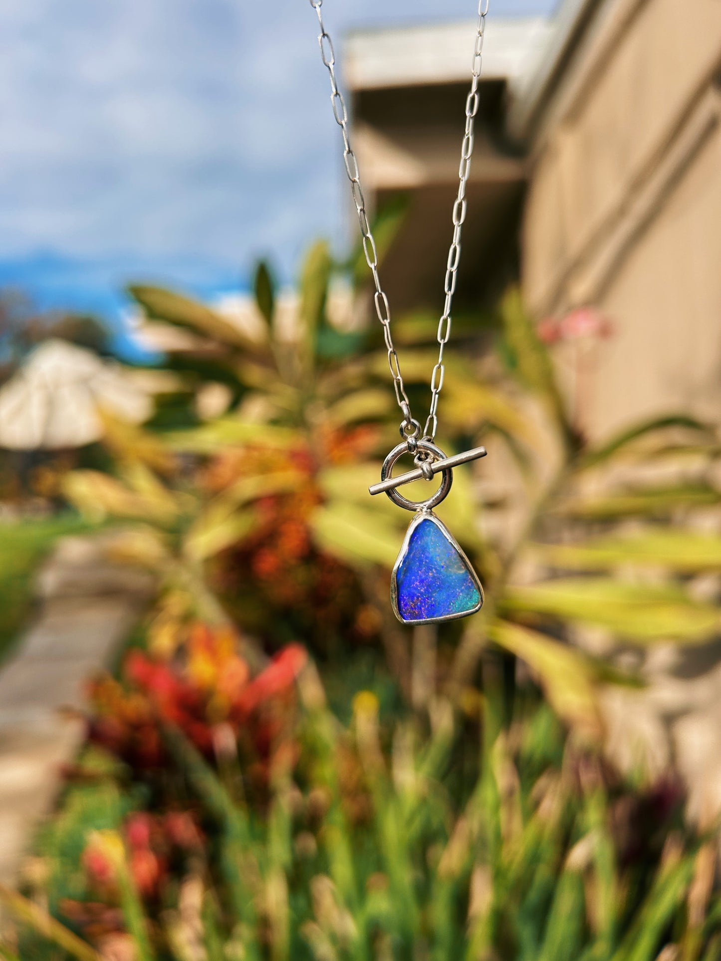 Blue Galaxy Toggle Necklace 18in
