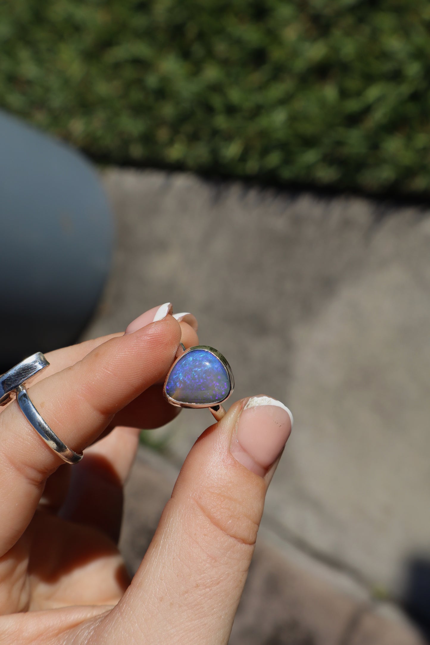 Custom Purple teardrop opal ring