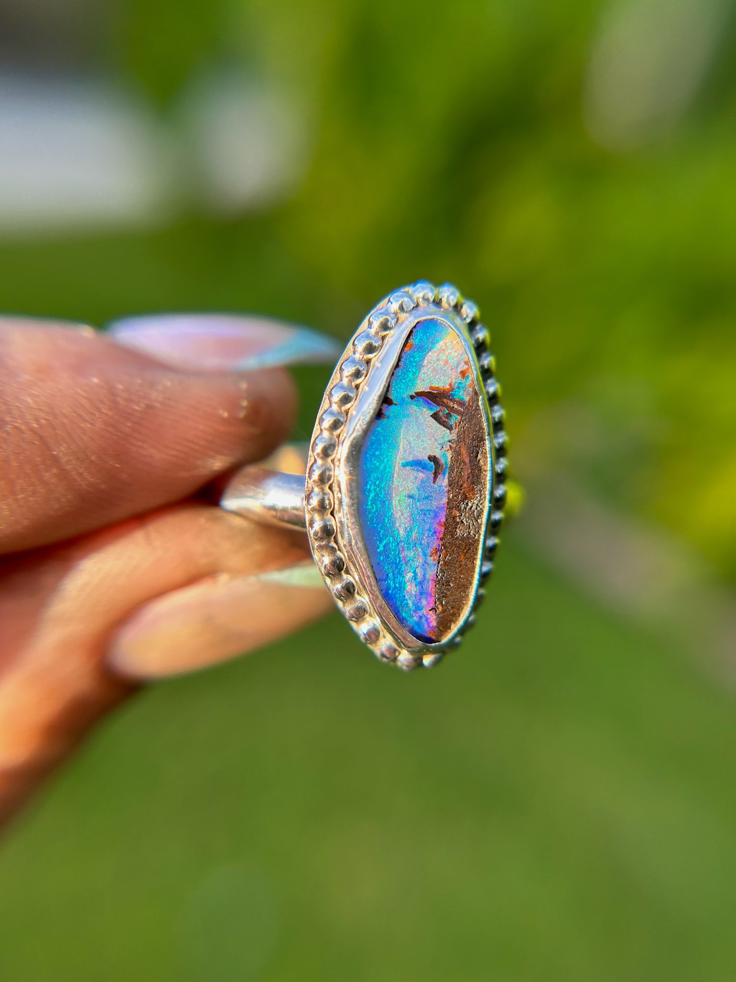 Cowboy sunset Boulder opal Ring (US size 9)
