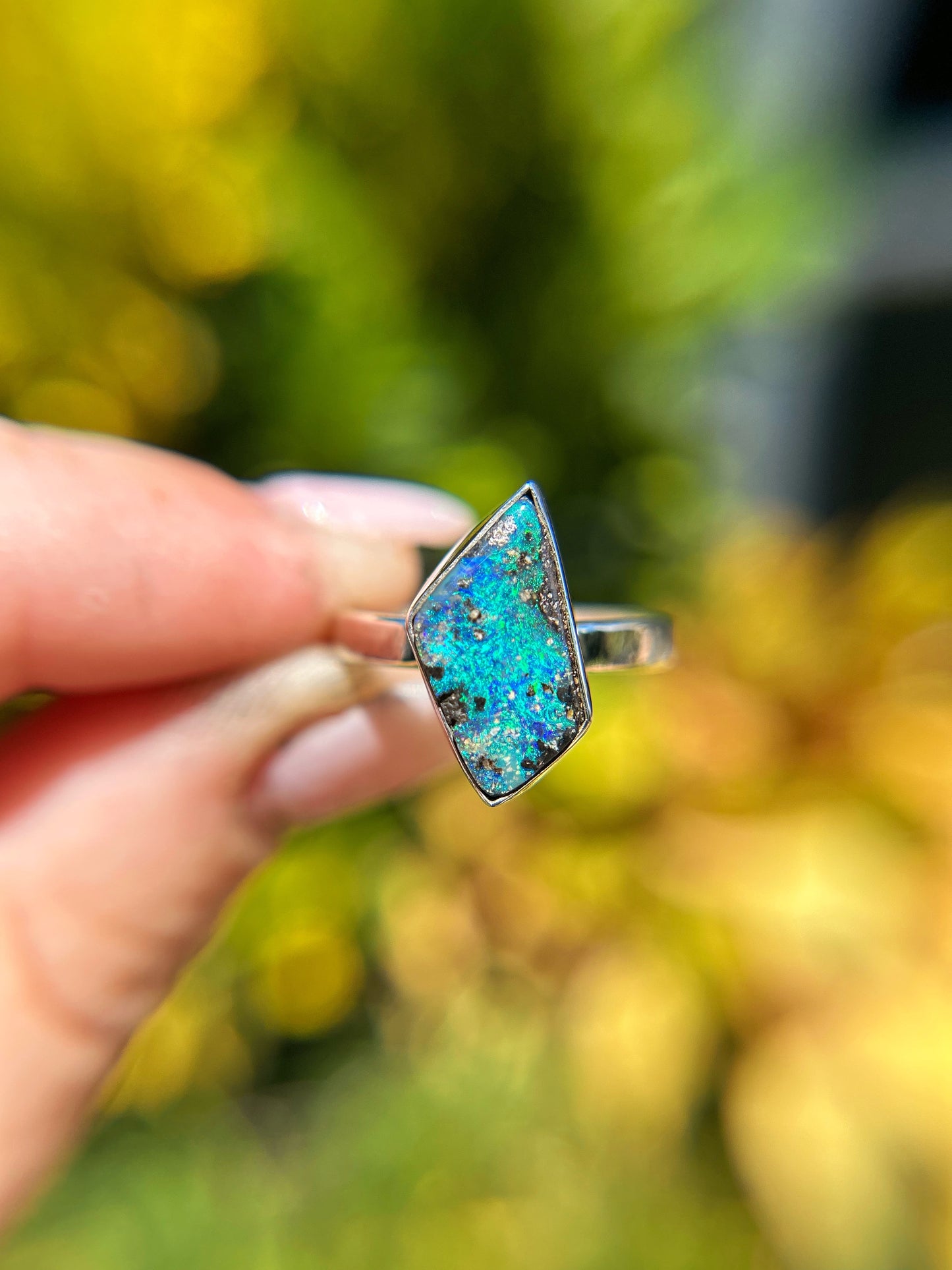 Starry night Boulder opal ring {Size 7}