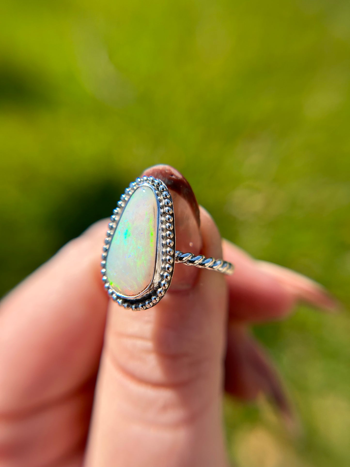 Neon Green and Red flashing Crystal Opal