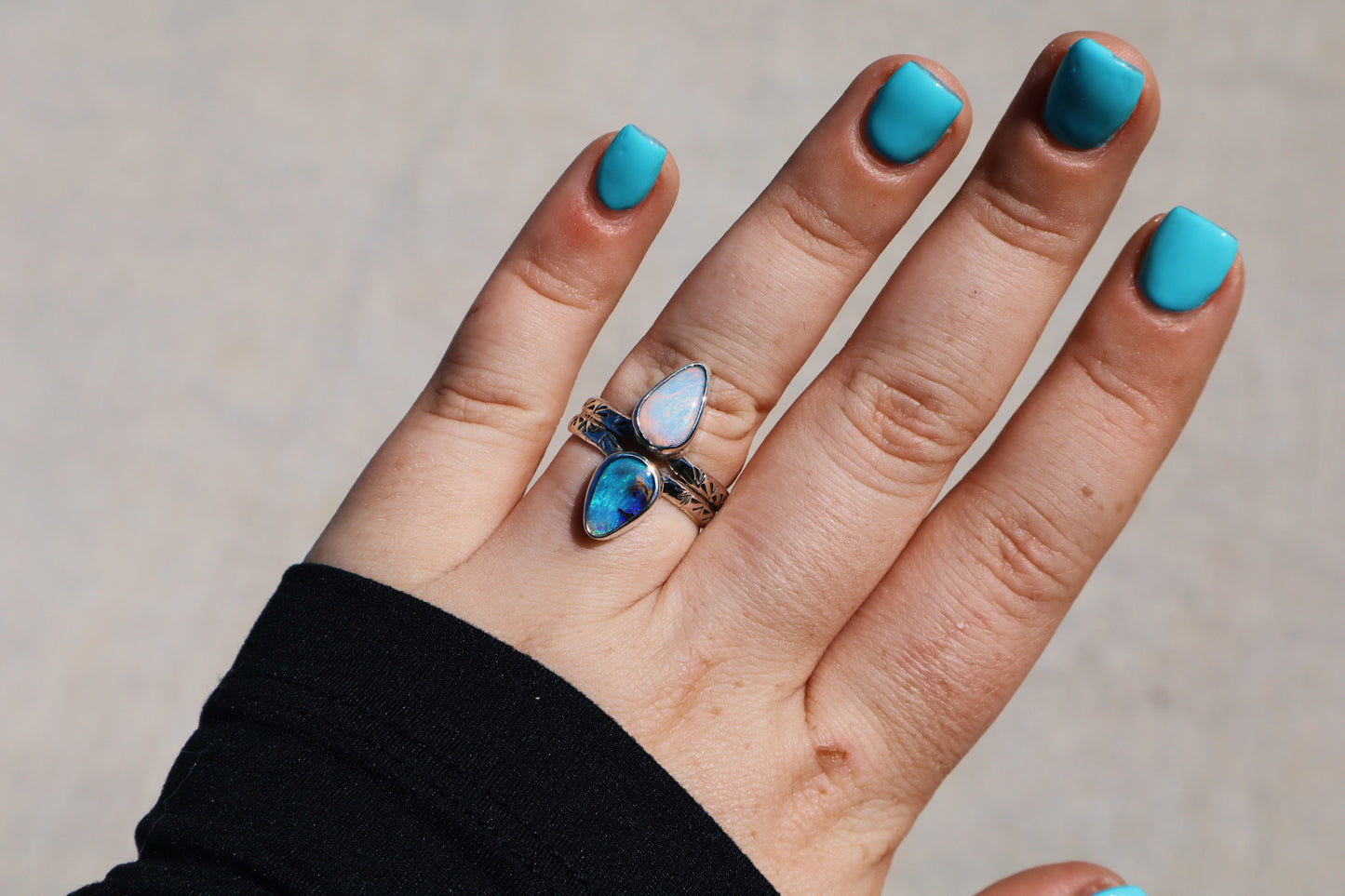 Double opal “Fishtail” no. 2.0 Ring size 7