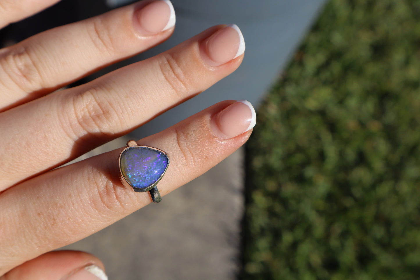 Custom Purple teardrop opal ring