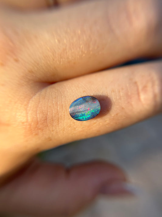 Petite rainbow striped boulder opal