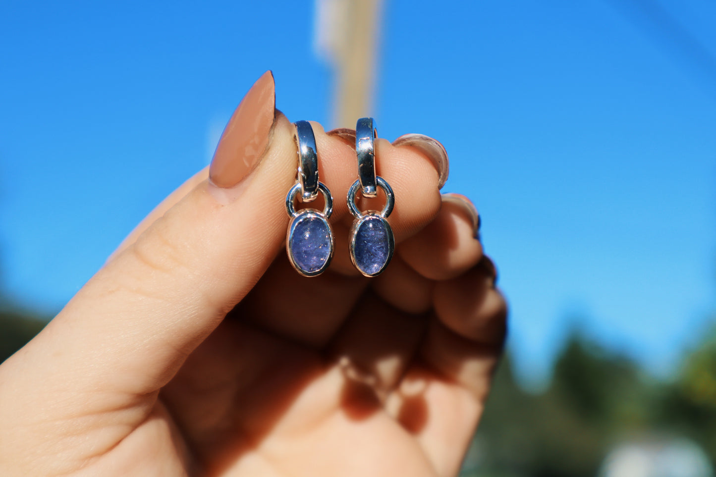 Purple Tanzanite Huggie hoops