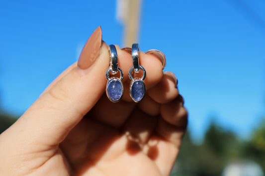 Purple Tanzanite Huggie hoops