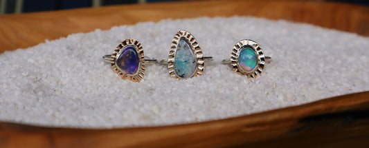 Celestial Sun Mixed Metal opal rings