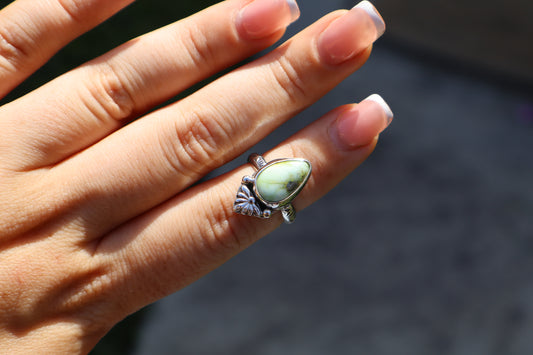 Palomino turquoise "Cactus flower" ring No. 1 Size 5
