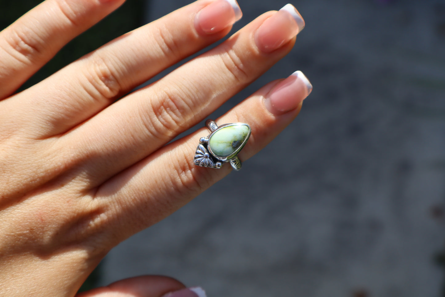 Palomino turquoise "Cactus flower" ring No. 1 Size 5