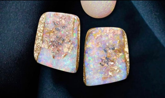 Pink glitter confetti Opal Pair