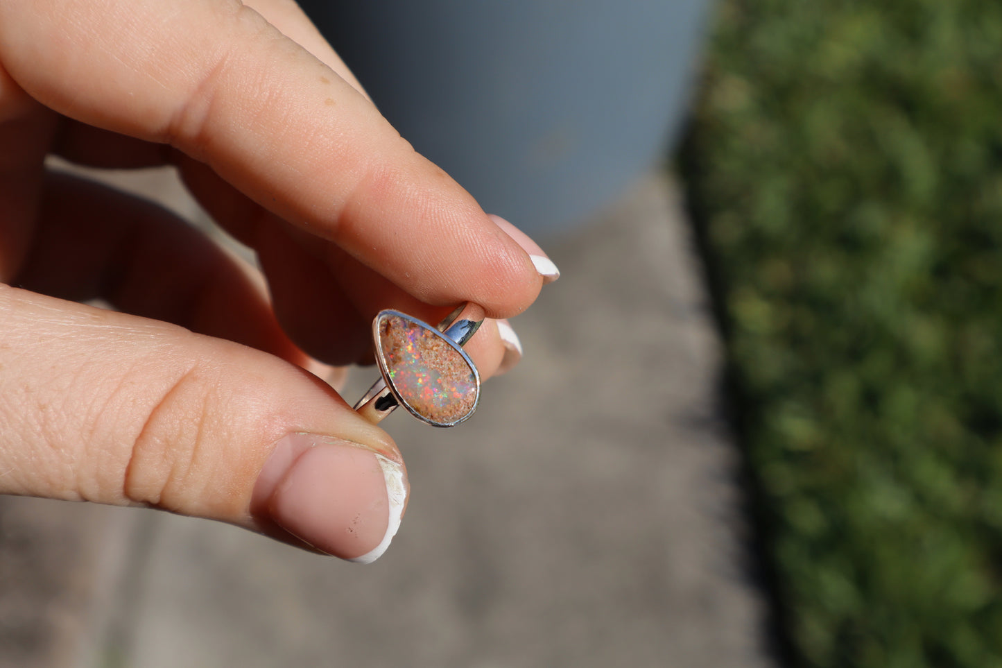 Custom Red/ orange wood opal ring