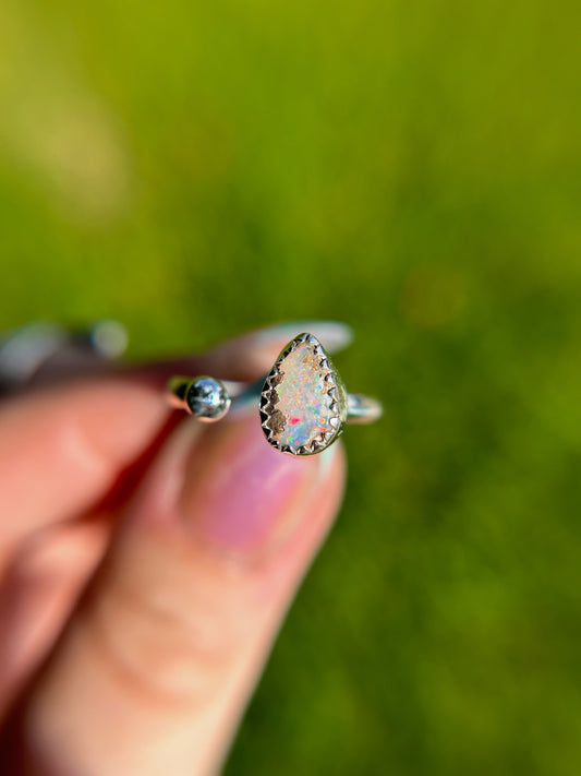 Adjustable Open front Boulder Opal ring