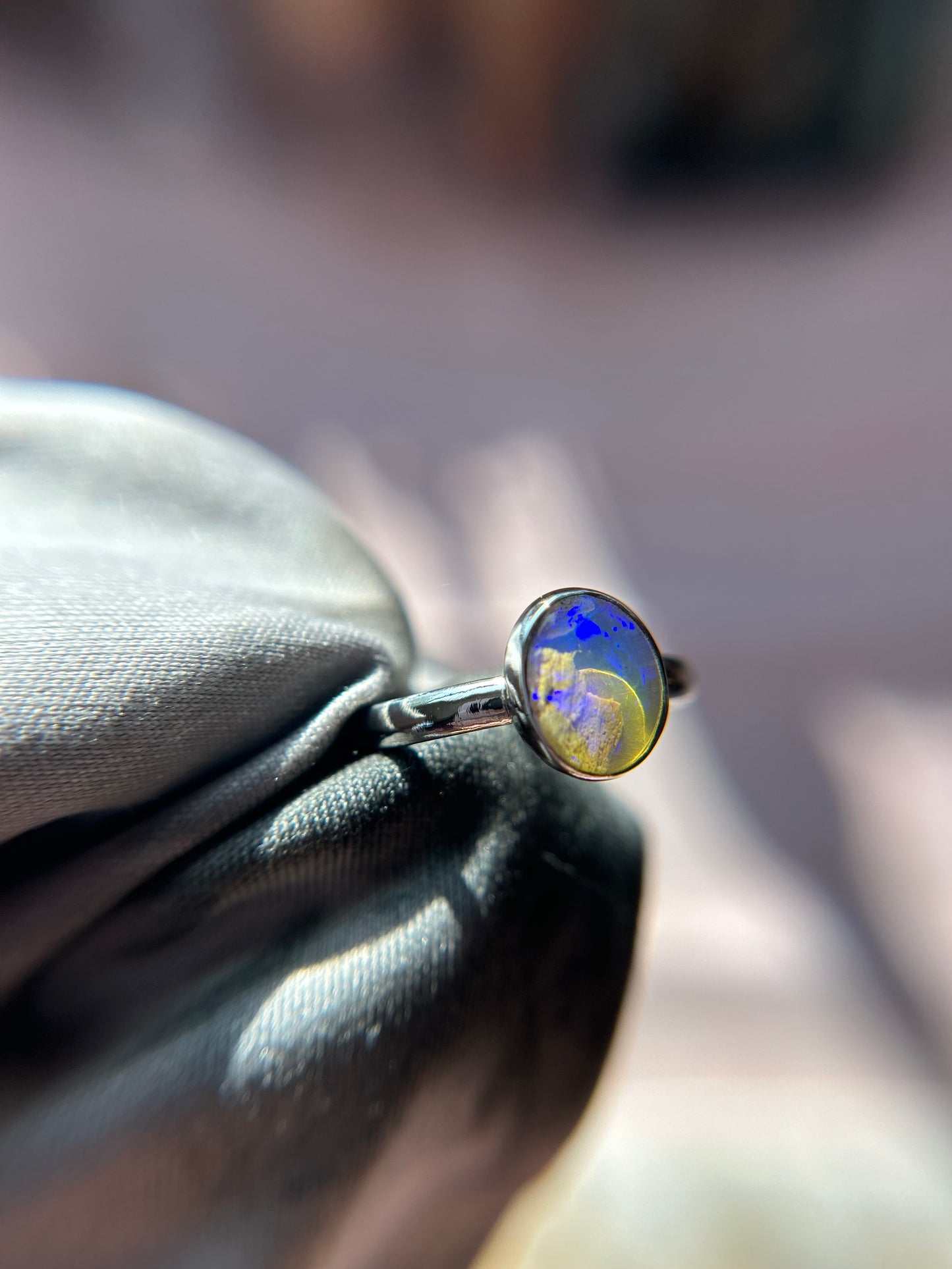 Purple sparkly wood opal