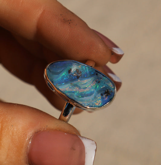 Custom Boulder opal ring